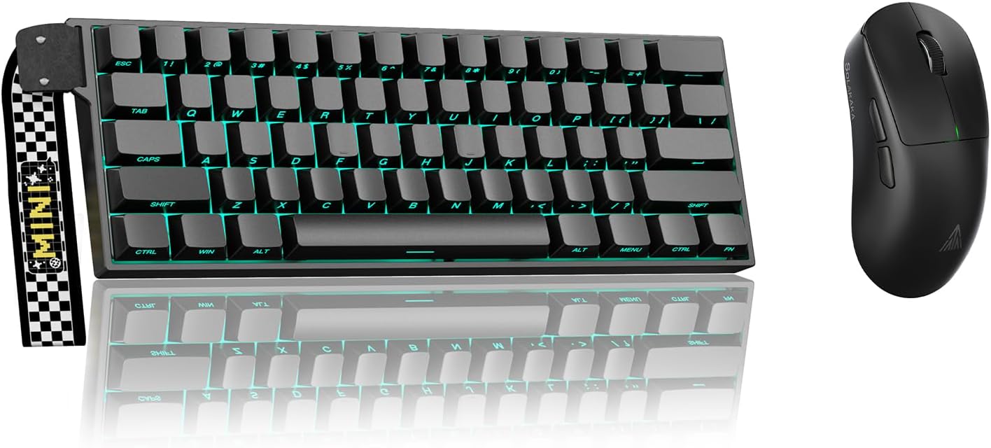 Aula MINI60 HE PRO - 60% Mechanical Gaming Keyboard Wireless, Hall Effect Magnetic Switch(Black)+SOLAKAKA SM850 Wireless Gaming Mouse，24000 DPI Adjustable, Lightweight, Ergonomic Wireless Mouse
