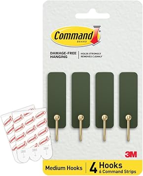 Command Medium Hooks, 4 Hooks, 6 Strips, Rosemary