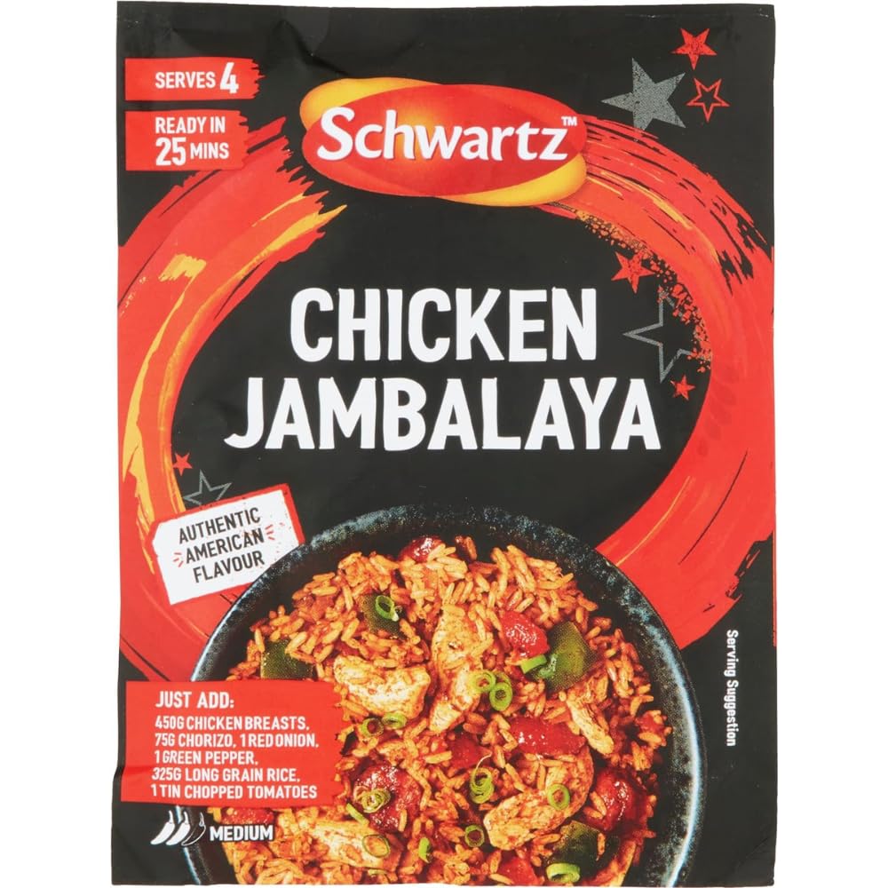 Schwartz Herb and Spices Vegetarian No Artificial Colours Preservatives | FabFinds (Chicken Jambalaya 35g, 6 Pack)