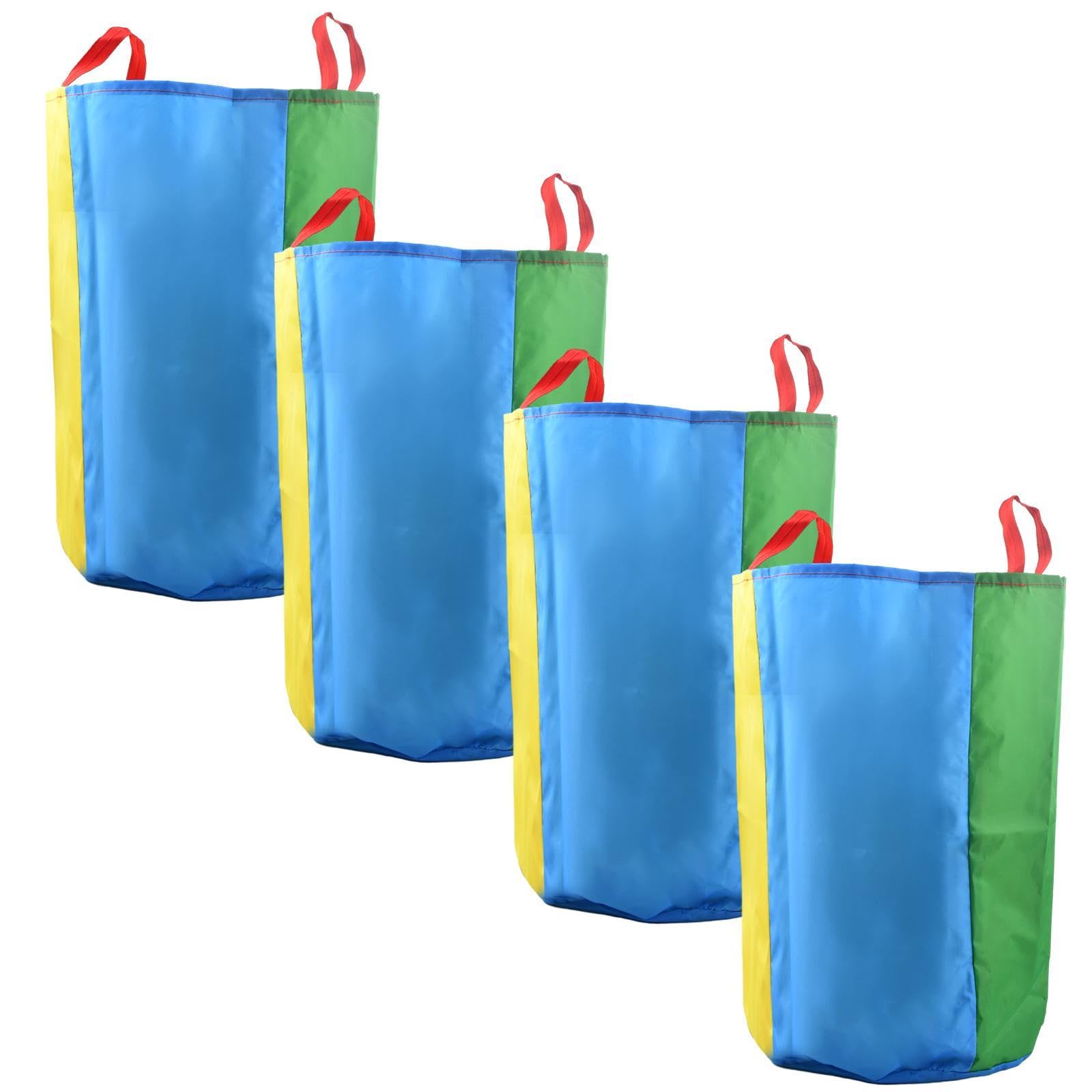 4 Pcs Potato Sack Race Bags, Colorful Jumping Bags, Sports Day Kit for Adults Children, 3 Sizes Jumping Race Bags, Outdoor Lawn Games for Family Activities Party Backyard Picnic Birthday