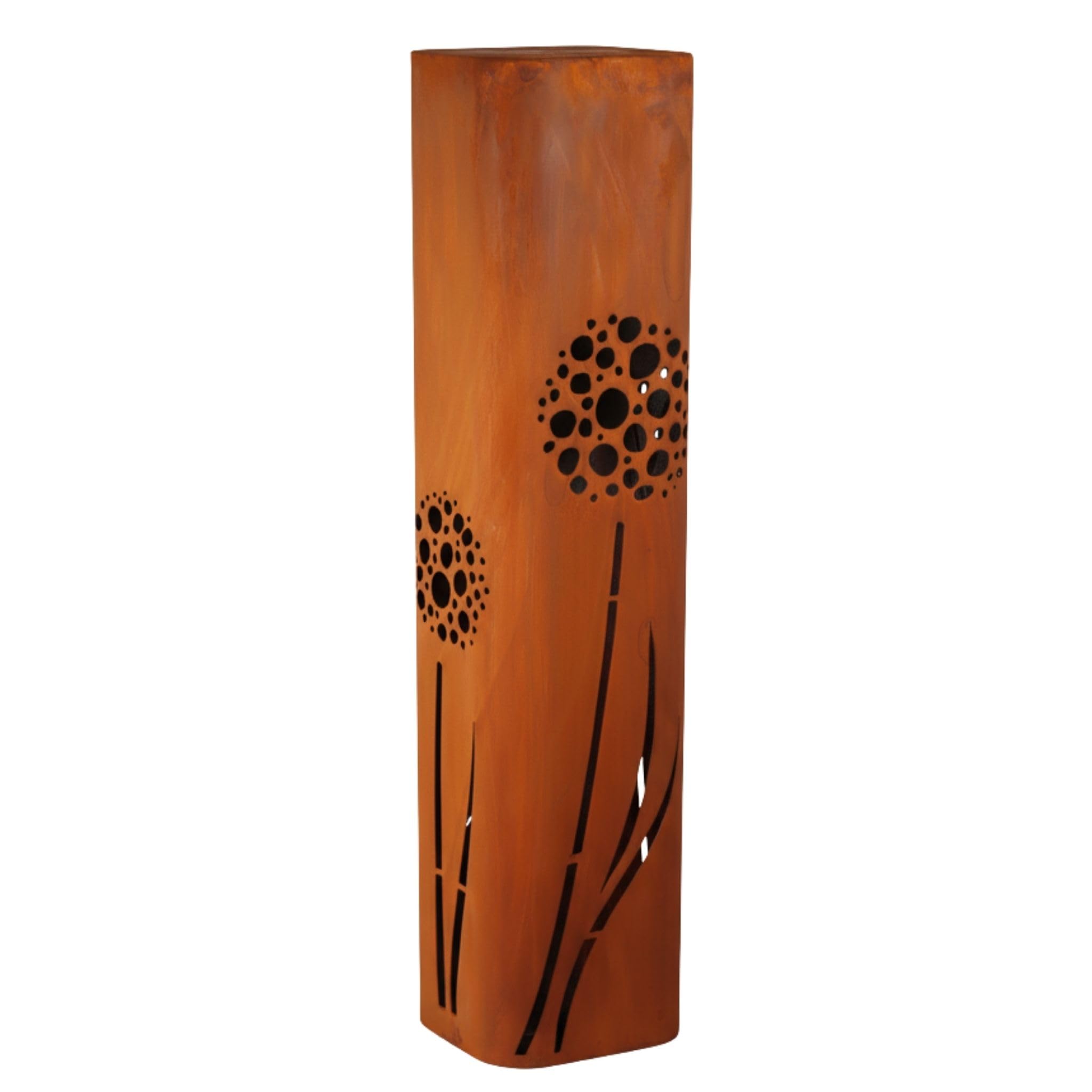 Rostikal Cortenstahl Gartensäule Pusteblume 80 cm Edelrost Gartendeko Rost | Rostsäule, Blumensäule und Dekosäule - Rostdeko Gartenskulptur, witterungsbeständig für draußen