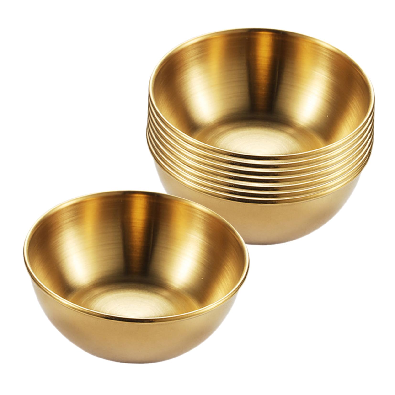 DOITOOL Juego de 8 Mini Platos de Aperitivo y Cuencos para Mojar en Acero Inoxidable Dorado, Resistente a Calor y Ácido, Diseño Simple para Restaurantes y Comedor