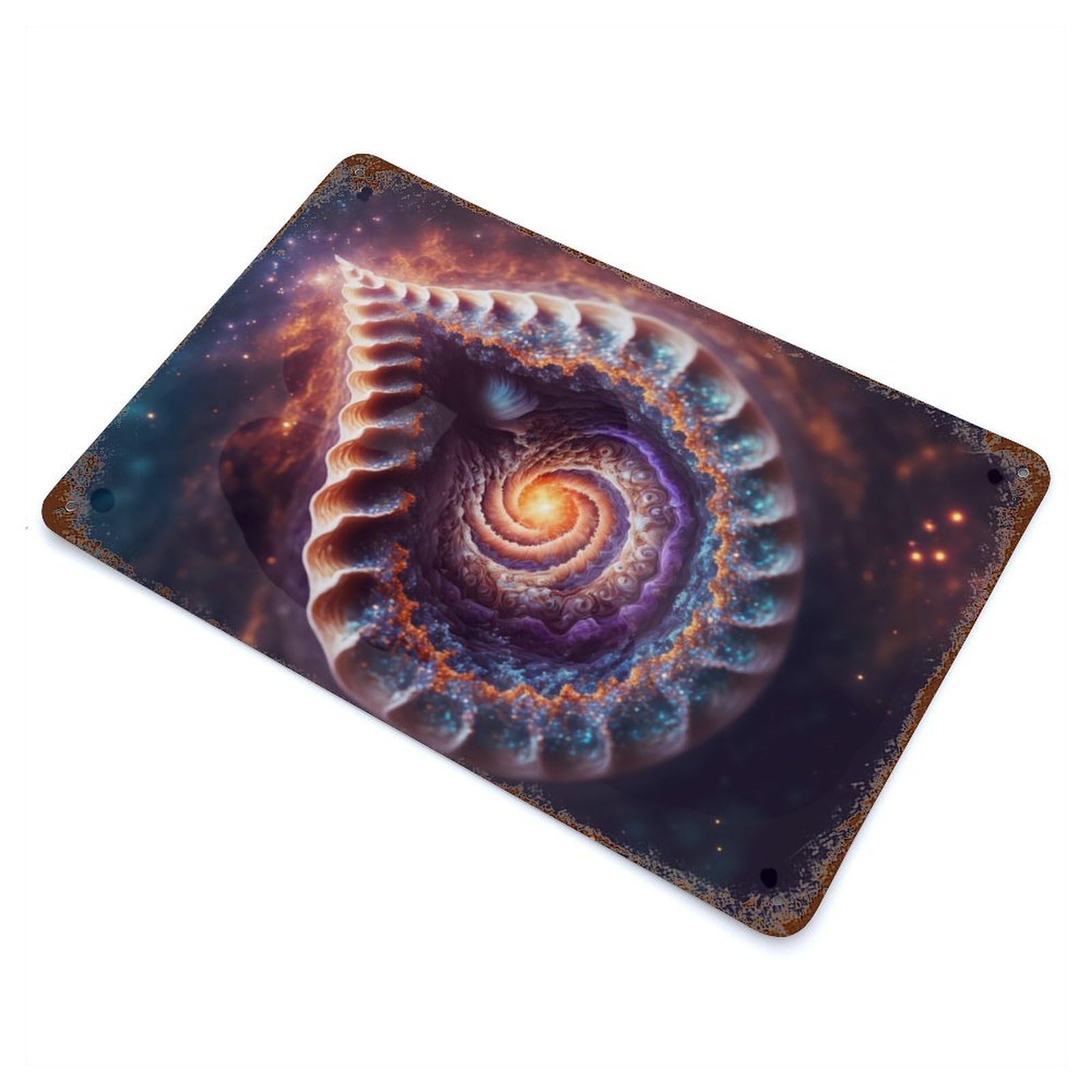 Cosmic Shell Rusty Metal Tin Sign 11.8"x7.9", Ideal for Pub, Kitchen And Man Cave Decor