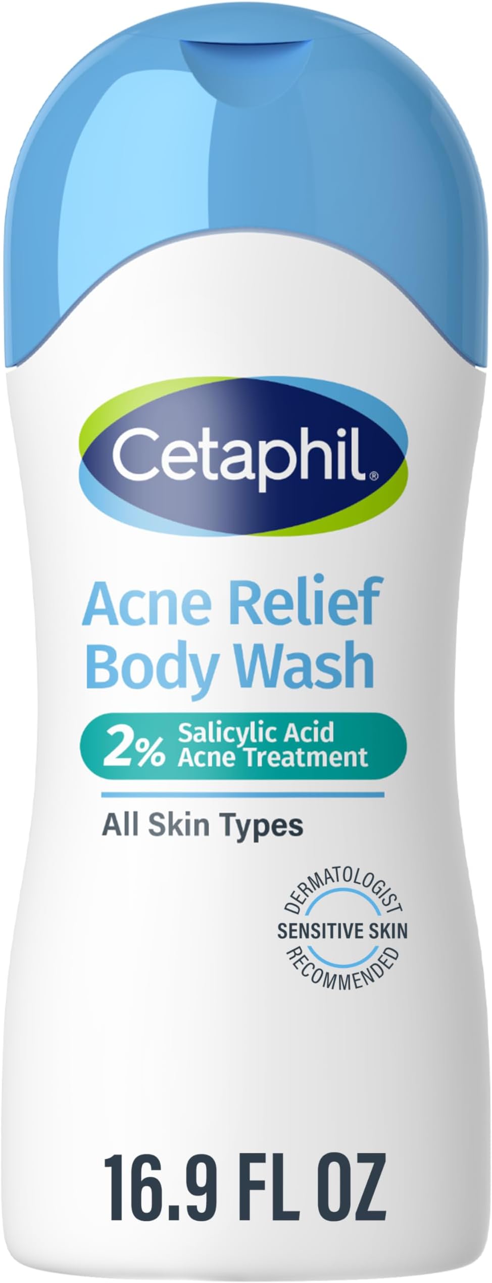 Cetaphil Acne Relief Body Wash, 2% Salicylic Acid, Exfoliating, 16.9 fl oz | Salicylic Acid Clears Back & Body Acne, Gentle Daily Cleanser, Acne-Prone Skin, Dermatologist Recommended