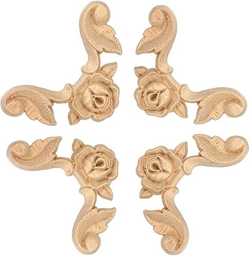 HomeSoGood 4 piezas de apliques tallados en rosas para tallados de madera, calcomanĂas decorativas de esquina para muebles, 2.36 x 2.36 pulgadas, HomeSoGood 4 piezas de apliques tallados en rosas para tallados de madera, calcomanĂas decorativas de esquina para muebles, 2.36 x 2.36 pulgadas,