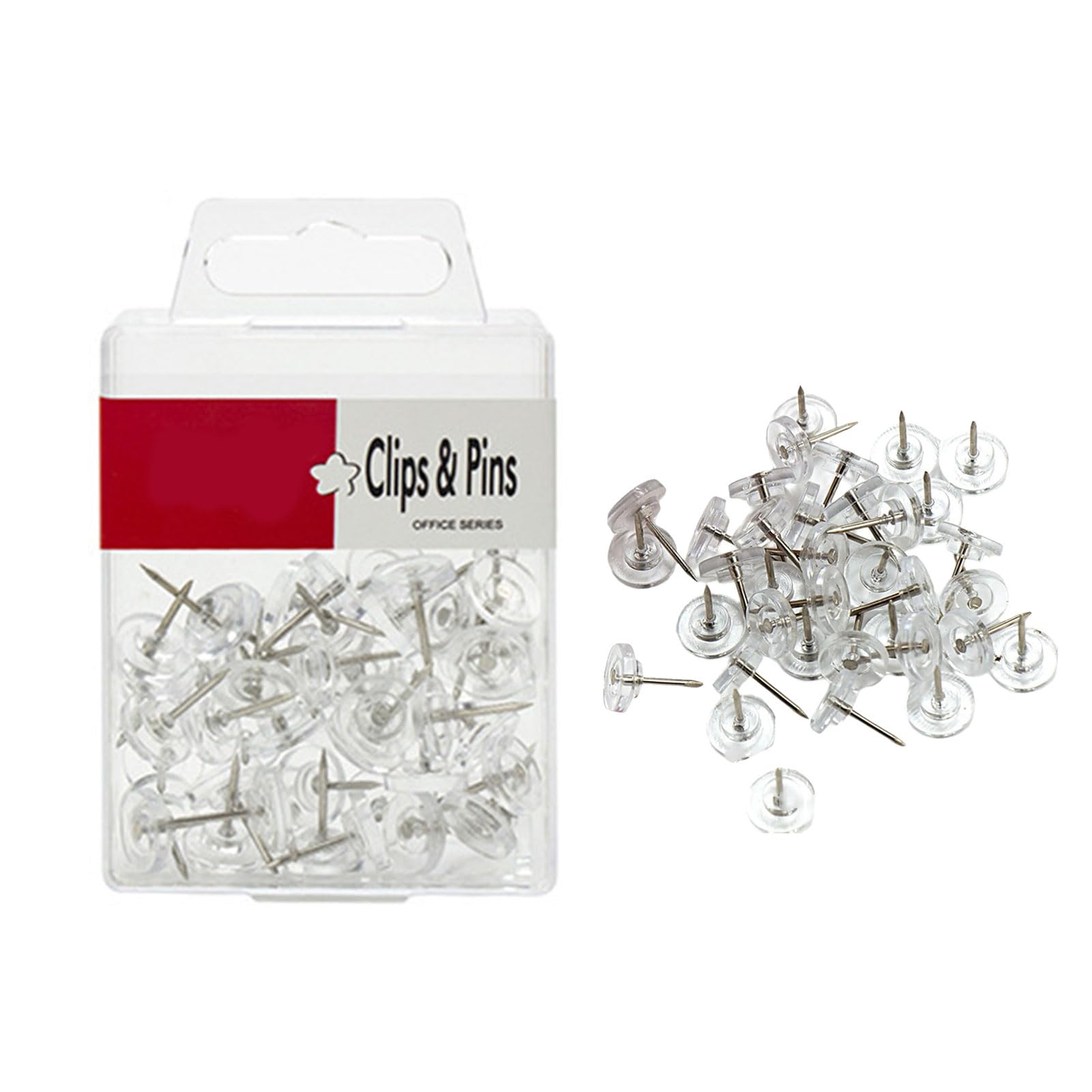 50/100 / 500Pcs Clear Flat Head Thumb Tacks for Cork Notice Board Photo Thumb Tacks