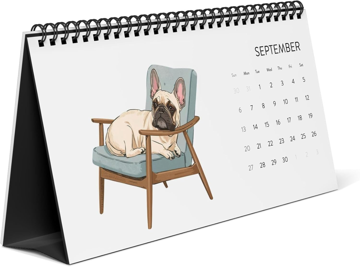 2026 French Bulldog Desk Calendar – 12 Month Desktop Calendar with Frenchie Illustrations | Dog Lover Gift | Desk Accessory