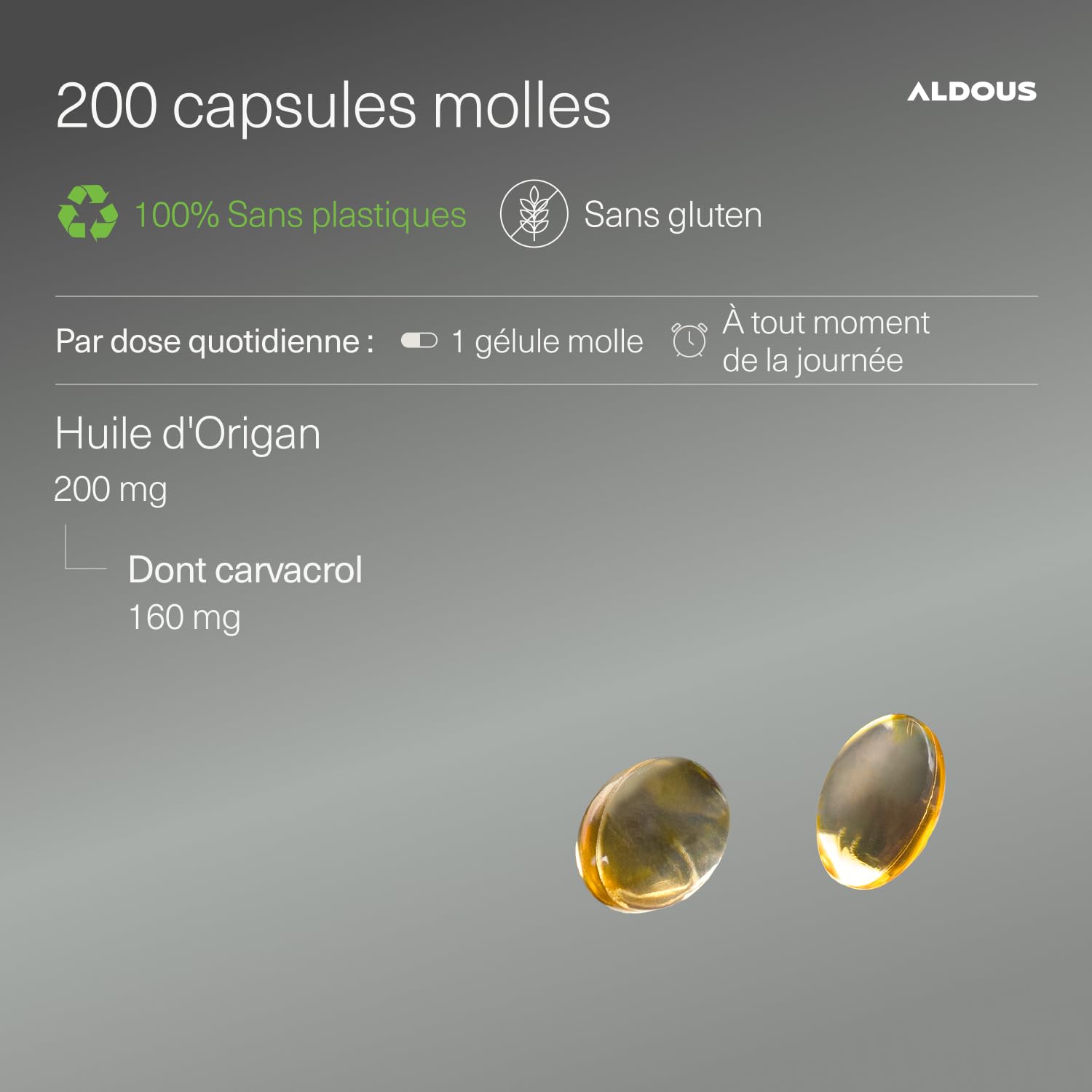 Huile d'origan en gélules avec 160 mg de carvacrol - 200 gélules - 1 par jour - Renforcement naturel du système immunitaire - Bien-être digestif et antioxydant - 80% de carvacrol - Sans additifs
