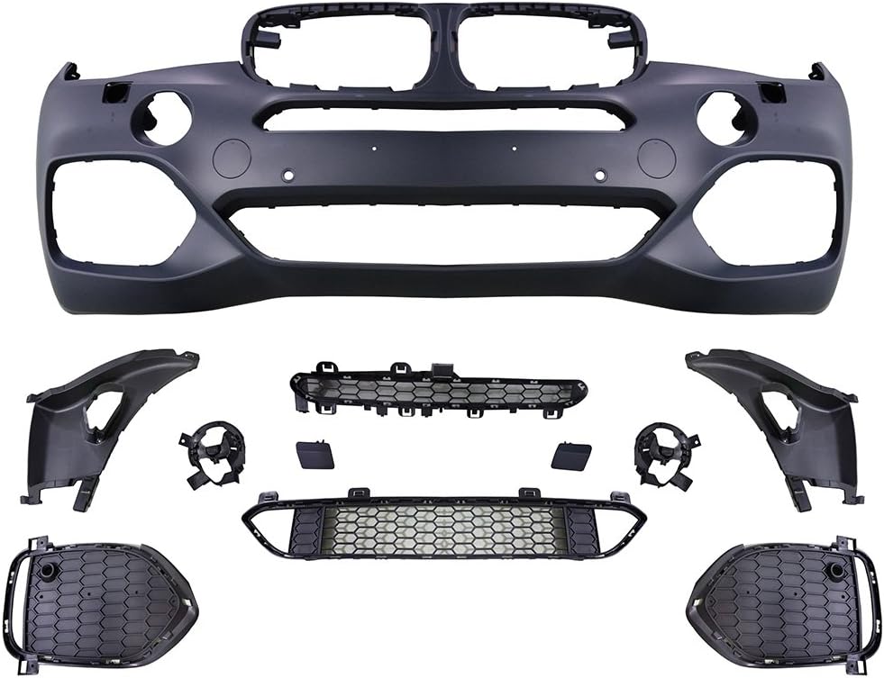 Full Bodykit Conversion Compatible With 2014-2018 BMW F15 X5, Unpainted Black PP Polypropylene M Sport Style Front Rear Bumper Side Skirts Fender Flares Grille Grill by IKON MOTORSPORTS