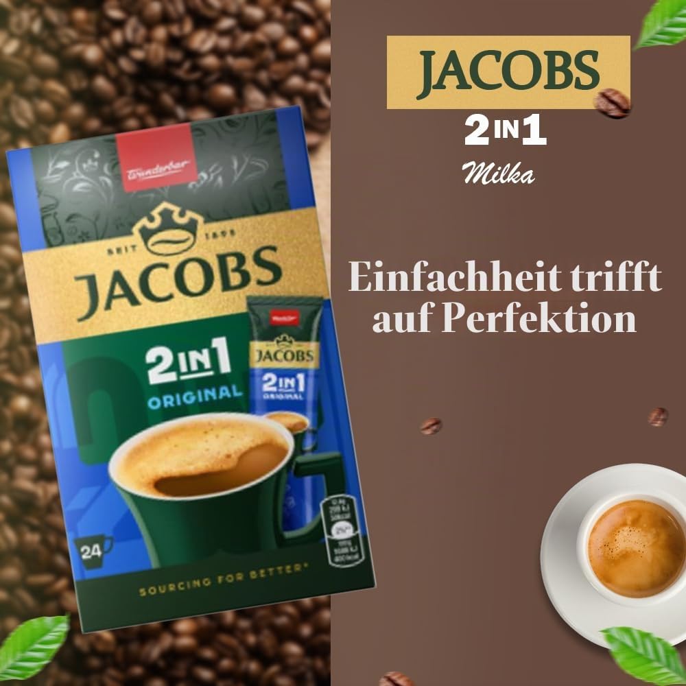 JACOBS 2in1, instant coffee powder, 24 sticks/sachets, 297.6g