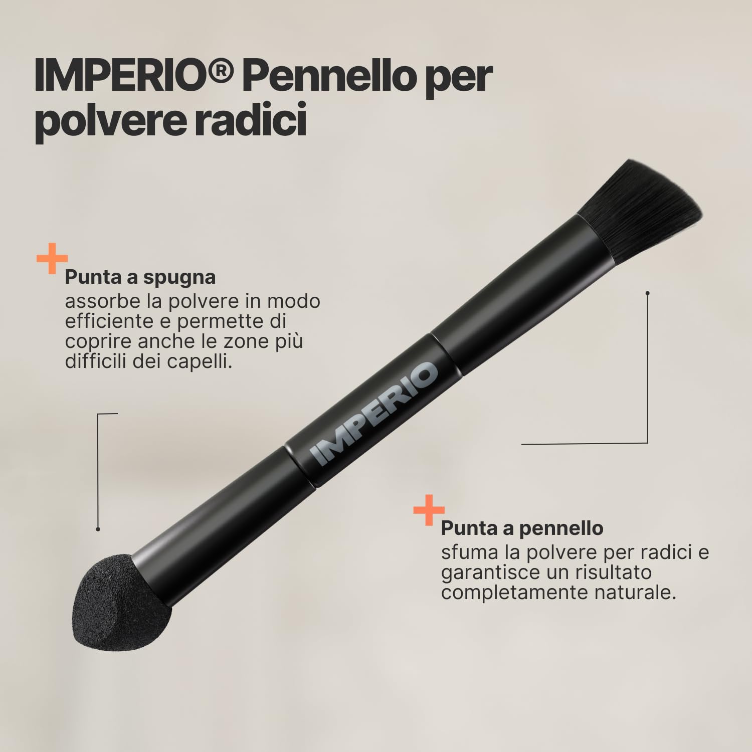IMPERIO 2in1 pennello per polvere capelli per applicazione precisa e sfumatura di polvere per radici e per ricreare ciocche di capelli (L'Originale)