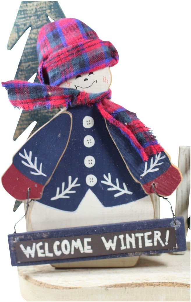 Renovators Supply Manufacturing Christmas Decorative Sign Wood Snowman 10 1/2" H Holiday Winter Decor