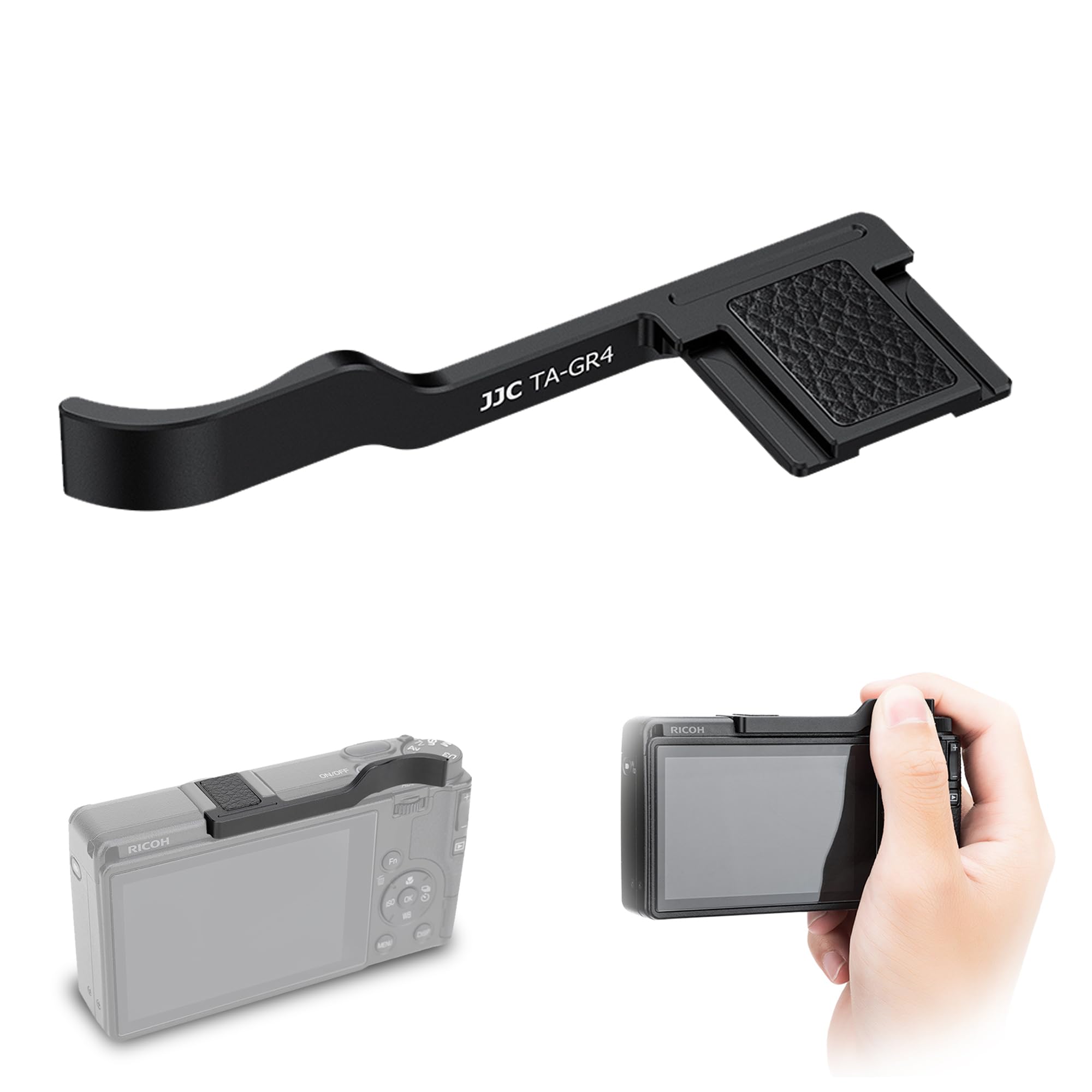 JJC Metal Thumb Up Grip for Ricoh GR IV GRIV GR4 HDF Monochrome Digital Camera, GR 4 Thumb Rest Support with Hot Shoe Cover for Secure & Comfortable
