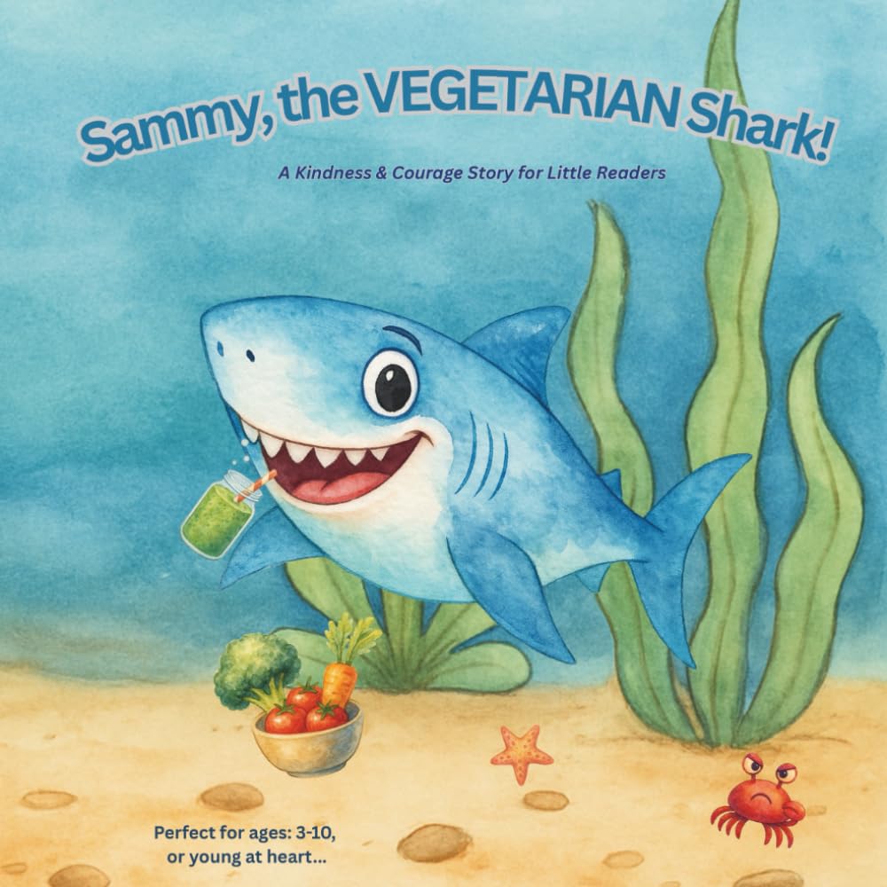 Sammy, the VEGETARIAN Shark!: Educational Coloring Pages for Ages 3-12. Preschool, Kindergarten, First grade, Early readers, Bedtime story time.