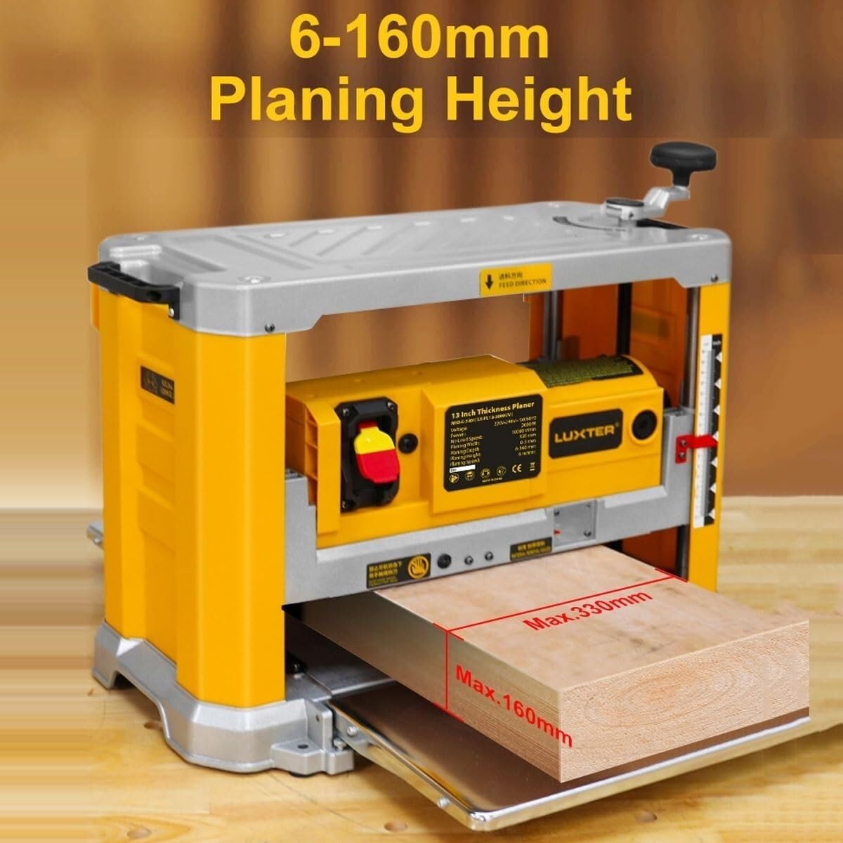 Multifunctional Woodworking Heavy Duty Wood Thickness Planer 2000W, Bench Planer, 12 Inch Electric Woodworking Planer, H6-160mm Bench Electric