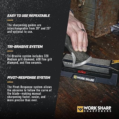 Work Sharp Benchstone Messerschärfer mit Winkelhilfe und 3 Körnungen