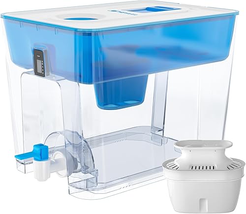 Dispensador de filtro de agua para grifo y agua potable con 1 filtro, capacidad de 40 tazas, 200 galones de larga vida, sin BPA, elimina flúor, disponible en Yaxa El Salvador