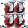 DSL 4 x Heavy Duty 2 Castor with 2 Braked Double Bearing 100mm Swivel Castor Wheel Trolley Furniture Caster 700KG Free Bolt Fitting