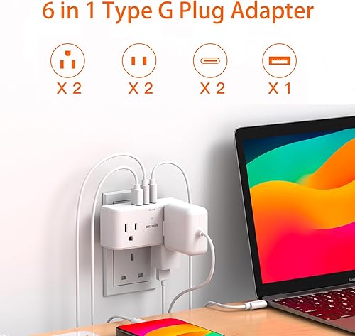 Miniatura 9 de Paquete de 2 Adaptador de enchufe de viaje europeo adaptador de enchufe internacional con 3 tomacorrientes 3 puertos de carga USB 2 USB C adaptador