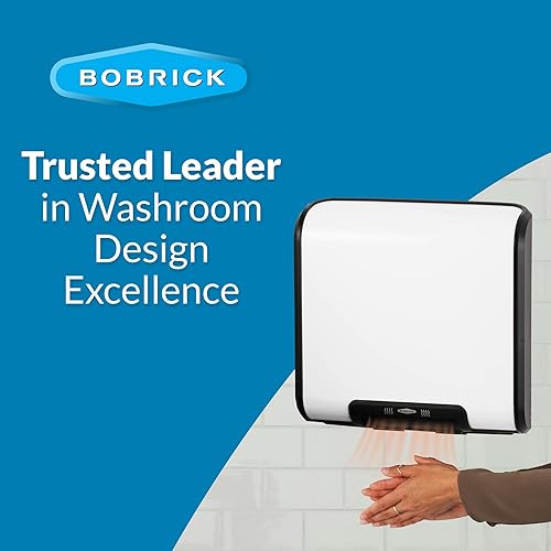 Miniatura 8 de Bobrick 7120 TrimLineSeries - Secador de manos automático montado en superficie de acero galvanizado ADA, acabado epoxi blanco, 115 V, 13-1932