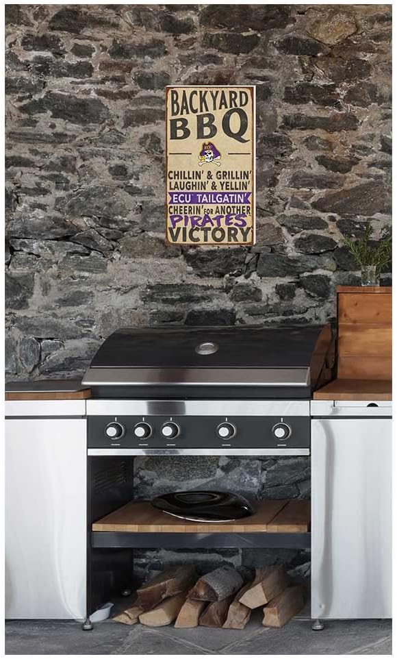 KH Sports Fan East Carolina Pirates 11"x20" Indoor Outdoor BBQ Sign, One Size, Multi