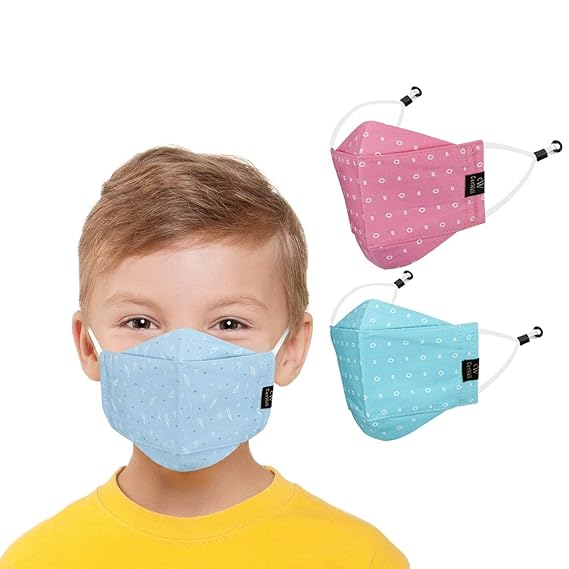 Cenwell Boys and Girls Cotton Cute Designer Reusable Washable Breathable Face Mask with Adjustable Earloops Without Valve (Multicolour)