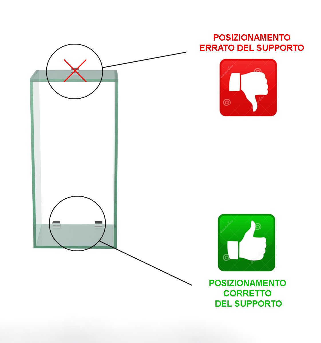 VE.CA-Italy CUBO in Vetro N.1 CUBO Piccolo 23X23 CM Made in Italy Inclusi I Supporti per L'INSTALLAZIONE A Muro
