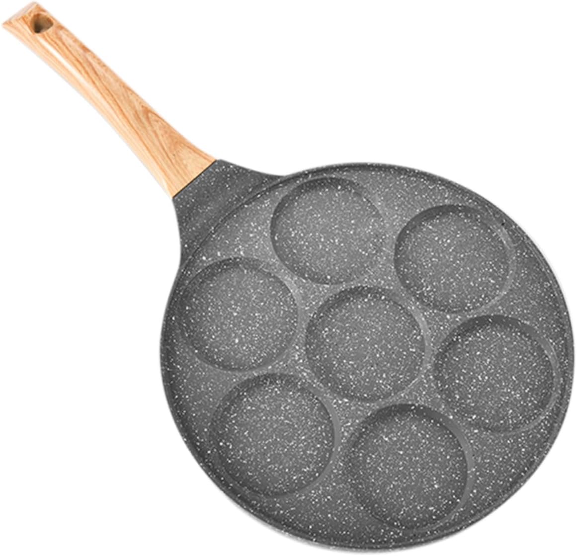 STOBAZA Outdoor Non-stick Seven-hole Frying Pan for Omelettes and Muffins Multi-function Breakfast Cookware with High Temperature Coating Easy to Use Design