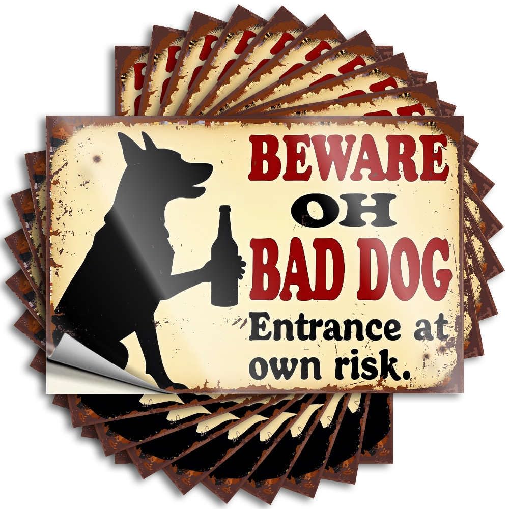 Decals Sweet Vinyl Decals, Space Waterproof Wall Stickers for Water Bottle | Beware of Bad Dog. Enter At Your Own Risk. Perfect for Beer Laptop Decor(12X18CM)