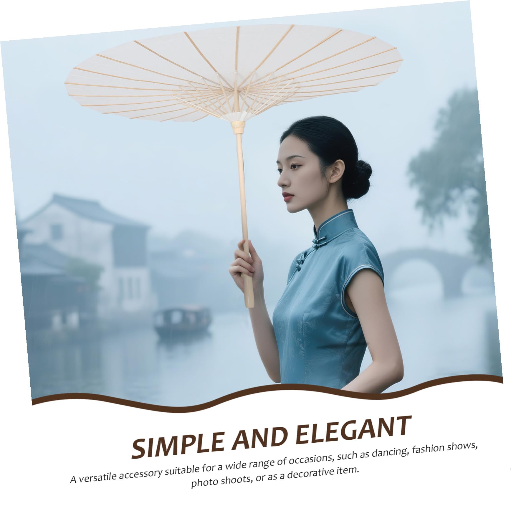 4 Weiße Papierschirme aus Papier und im Chinesisch Japanischen Stil Langlebig mit Regenschutz für Brautparty und Fotoshooting Dekoration