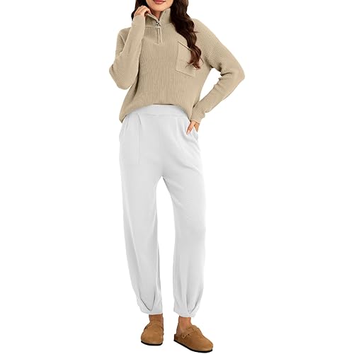 softome Women's 2 Piece Outfits Sweater Set Long Sleeve 1/4 Zip Knit Pullover Top Casual Pants Tracksuit Matching Lounge Sets
