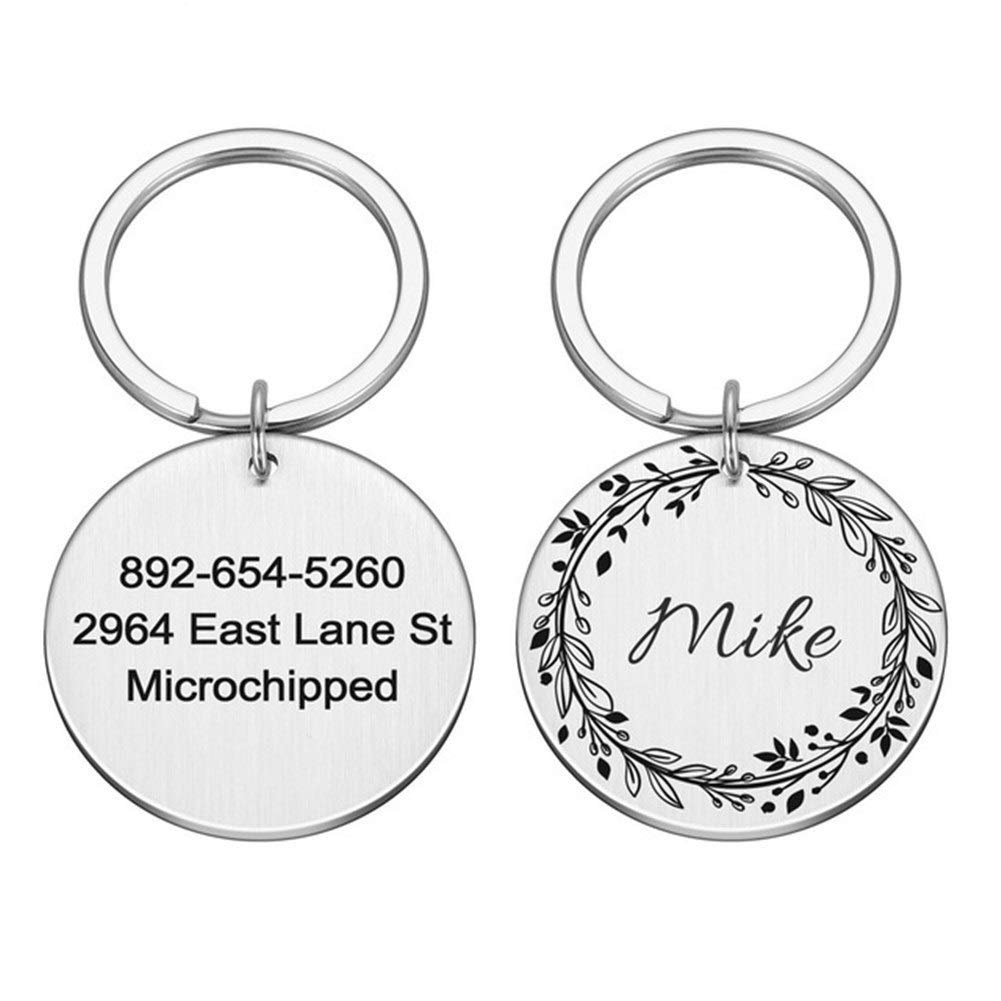 Shefure Engraved Pet ID Tags Personalized Pet ID Name Number Address For Dog Cat Puppy Collar Tag Pendant Pet Accessories ID Tags (Color : Silver, Size : 25mm)