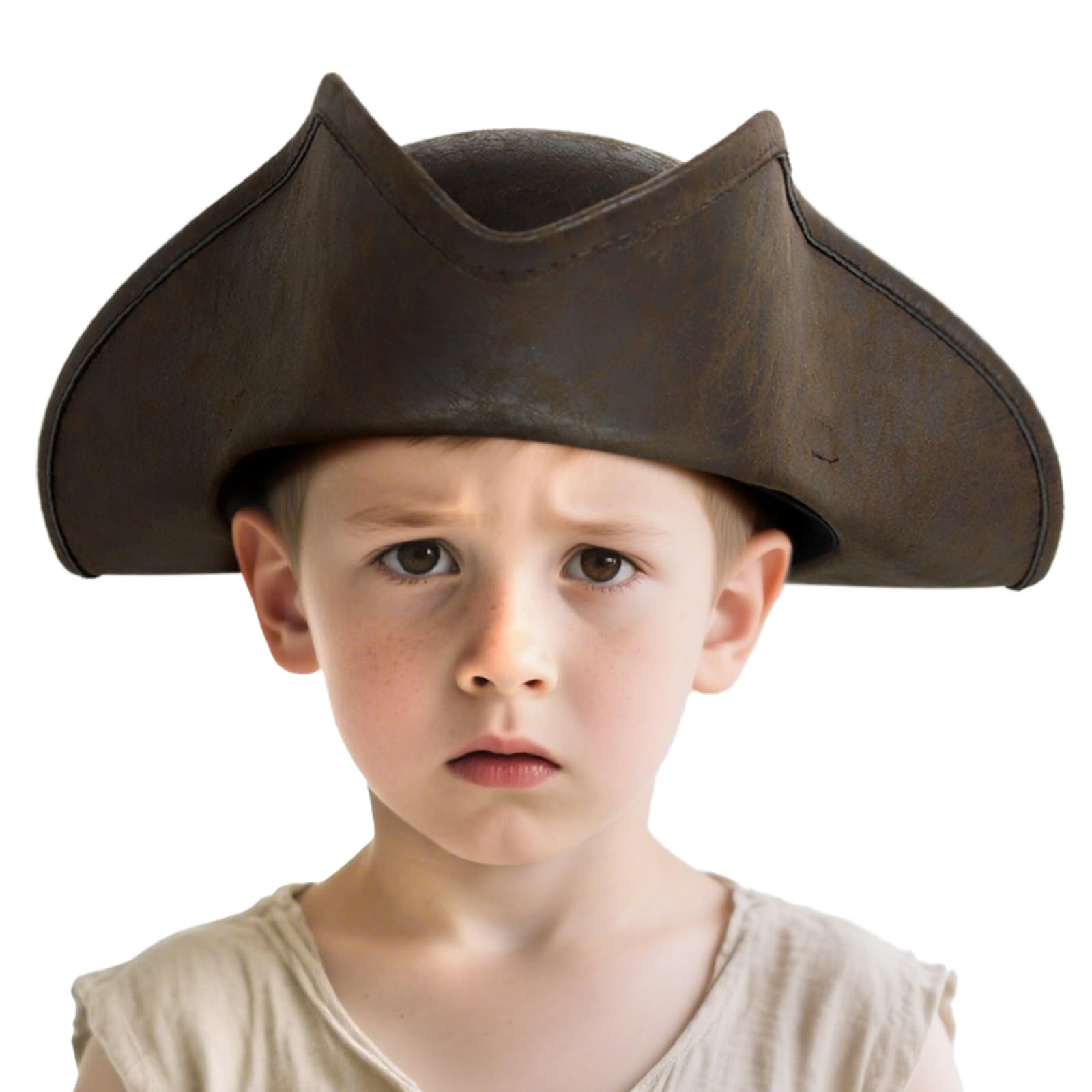 VZQI Pirate Hat for Kids Distressed Colonial Style Tricorn Hat for Boy Halloween Costume Accessory Pro 3-13T
