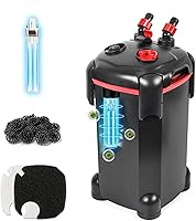 PONDFORSE 264GPH Ultra-Quiet 3-Stage Canister Filter for 75 Gallon Aquariums - Adjustable Flow, Media Kit Included