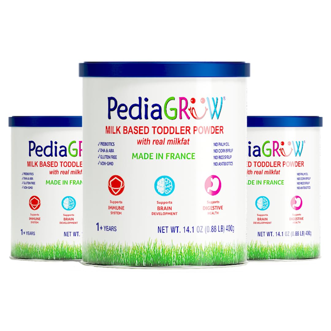 Toddler Nutritional Milk Powder, Grass-Fed French Milk, High DHA & Iron, Natural Prebiotics for Growth & Immune Support, Non-GMO, Gluten-Free, Toddler Nutritional Drink, Ages 1+ Years 3pk