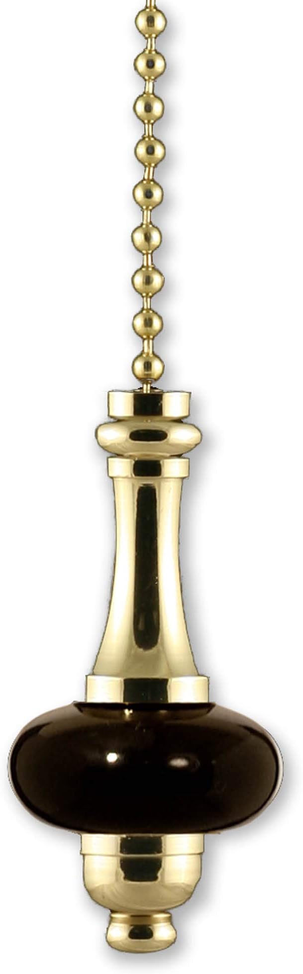 Bathroom Light Pull Chain – Polished Brass and Black Ceramic Disc & Brass Chain A10