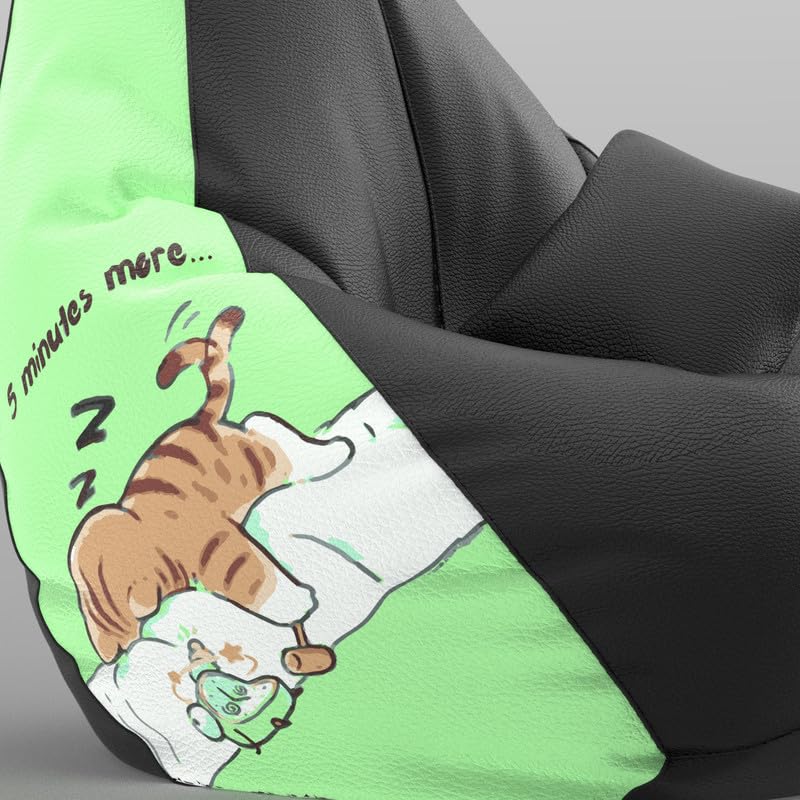 Image of Biggie Bean Bag Chair with Beans Filled 4XL Evergreen Classics Bean Bag-Loud Prints-Soft Landings-Styled with Free Cushion & Footrest (Matching Color : Printed 5 Minutes More-Black)