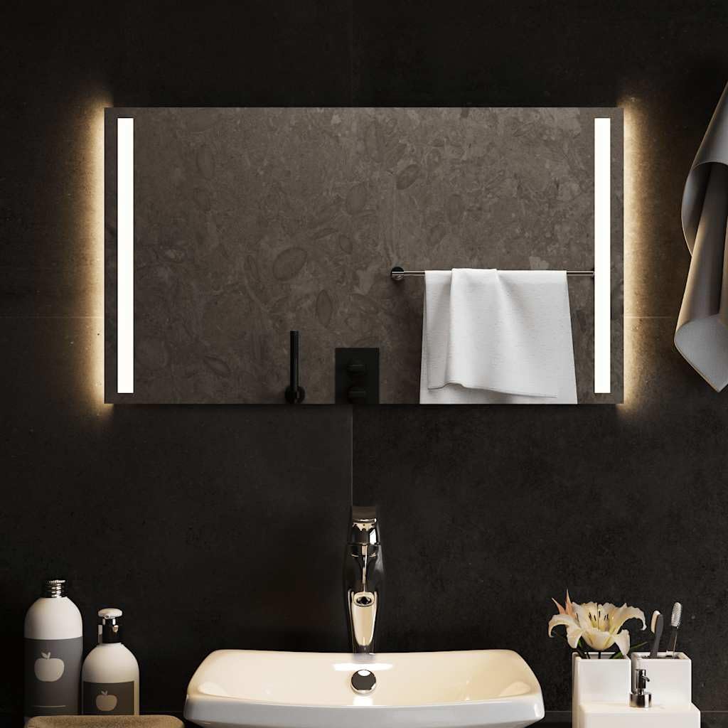Lustro łazienkowe LED, 70 x 40 cm, podświetlane, ze złączem USB, wodoszczelność IP65, w zestawie haczyki i klipsy, wiszące lustro kosmetyczne do łazienki i sypialni