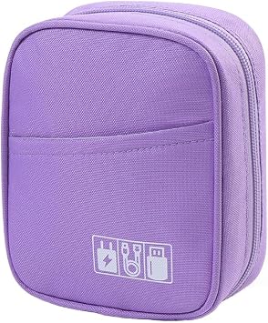 E-Tree Storage Pouch for Small Electronics and Accessories, Tech Bag, Electronic Organizer Case for MacBook Laptop Charger, Mouse, Cable, Hub, Power Bank, Earphones, Toiletry Cosmetics, purple, Tech