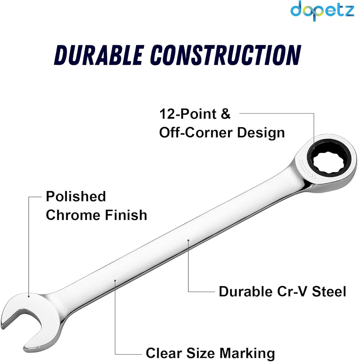 Dapetz Fixed Head Ratchet Metric Spanner Open End Ring Combination 24mm