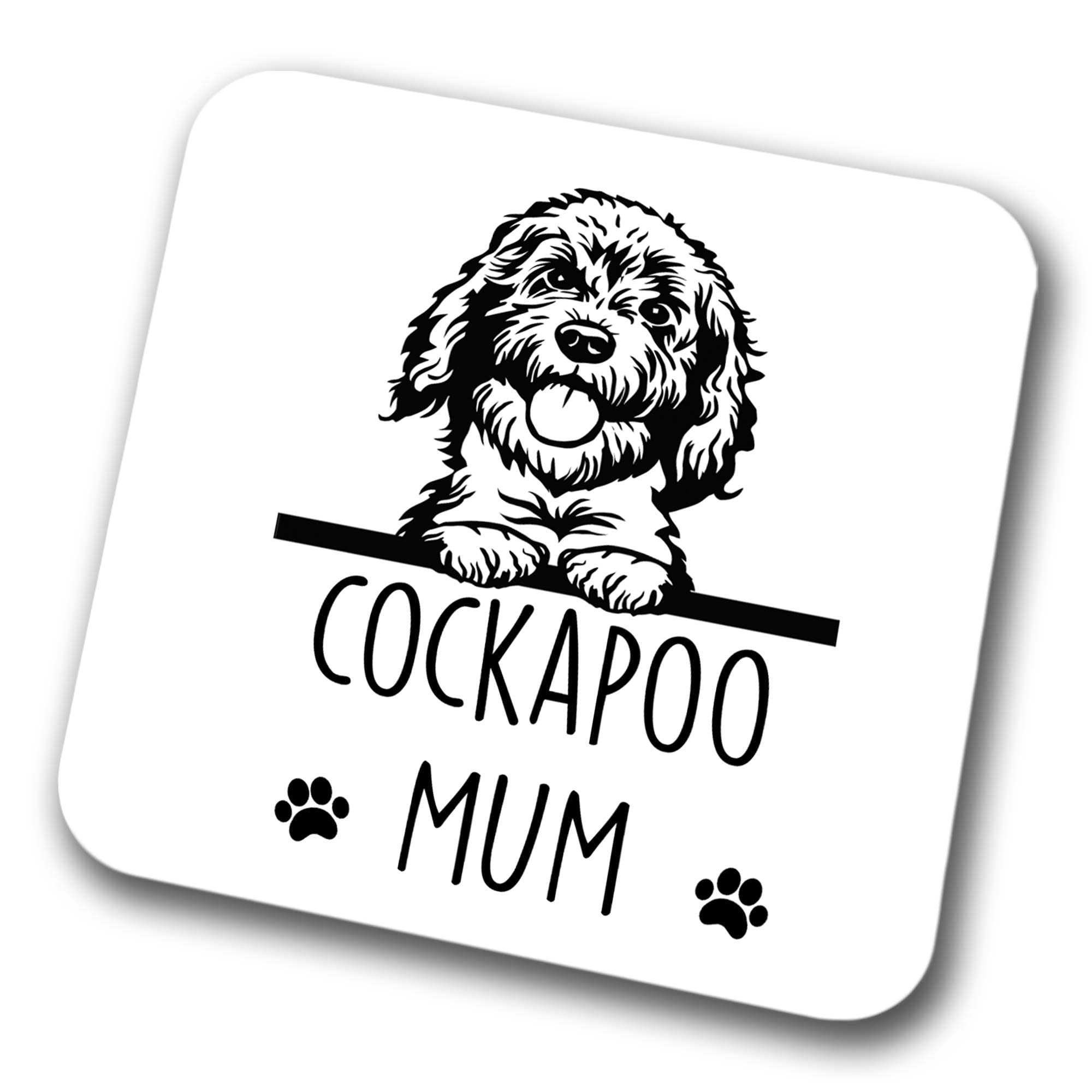 Faithful Prints Boys Cockapoo Mum Coaster Pet Present Cockapoo Dog Mum Dad Friend Joke Funny Gift Birthday Christmas, Hardboard Coaster