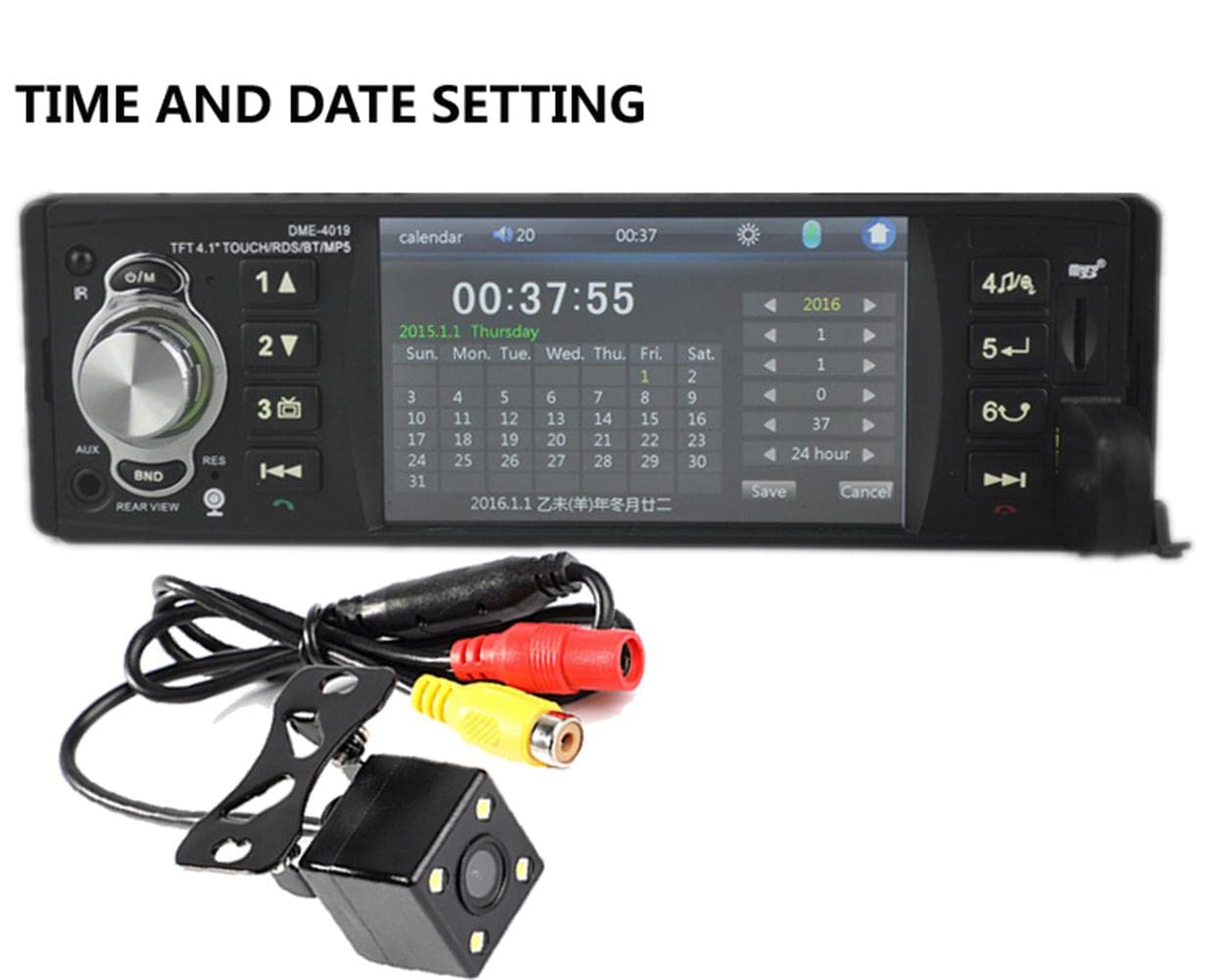 4.1 cal 1 Din Radio samochodowe Audio Stereo 1Din RDS USB Radio AUX FM Stacja Bluetooth z kamer? cofania Pilot zdalnego sterowania