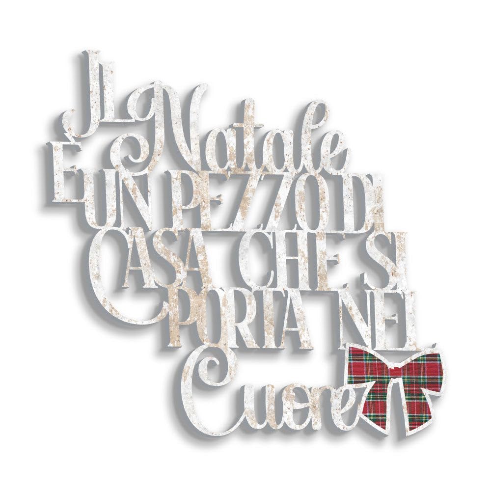 Letras de madera con texto en inglés «La Natale è un pezzo di casa – Decoración mural navideña para salón, cocina, dormitorio