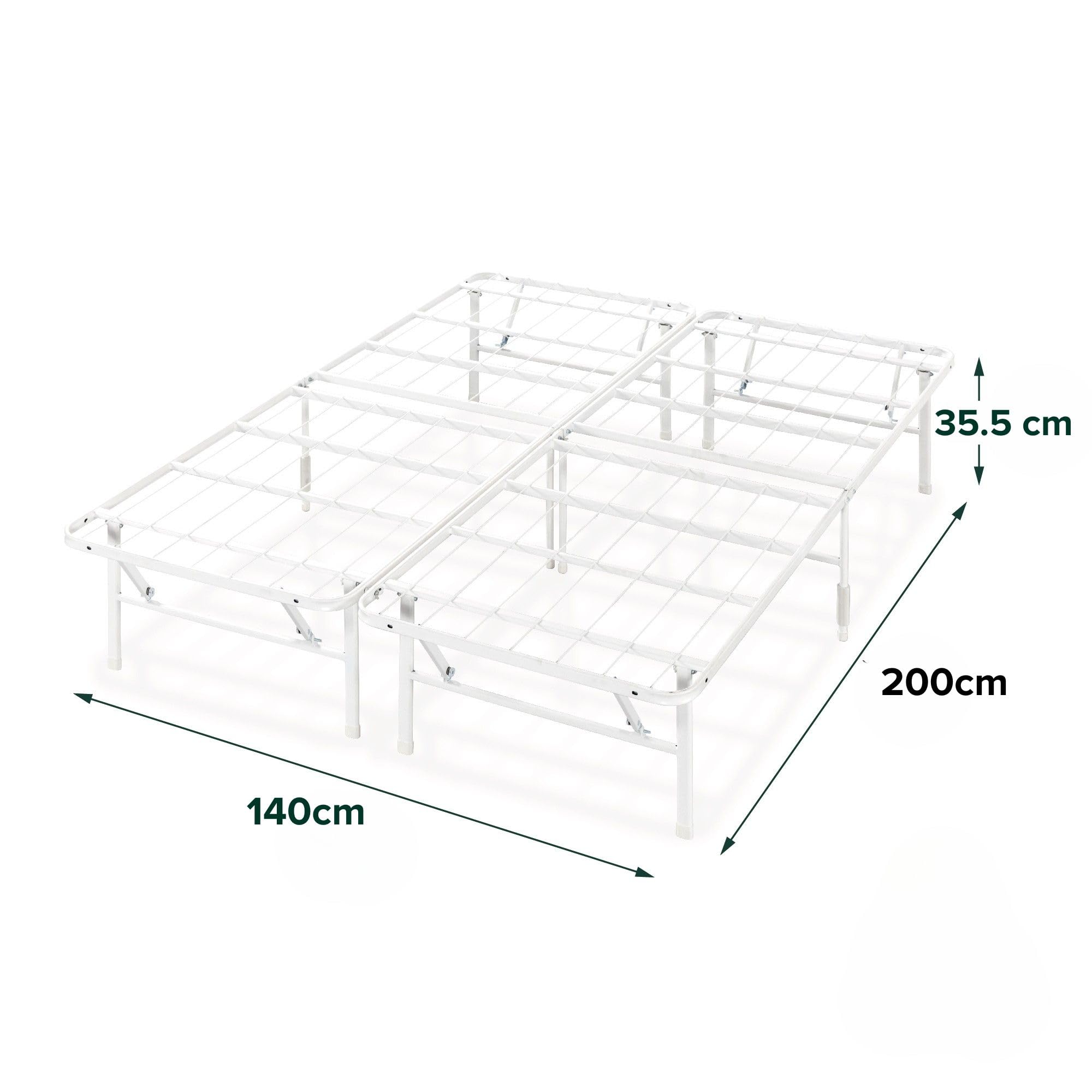 Zinus 35 cm, SmartBase onderbedframe zonder montage, metalen bedframe, eenvoudige montage, opslag onder bed, 150 x 190 cm, wit Zinus 35 cm, SmartBase onderbedframe zonder montage, metalen bedframe, eenvoudige montage, opslag onder bed, 150 x 190 cm, wit