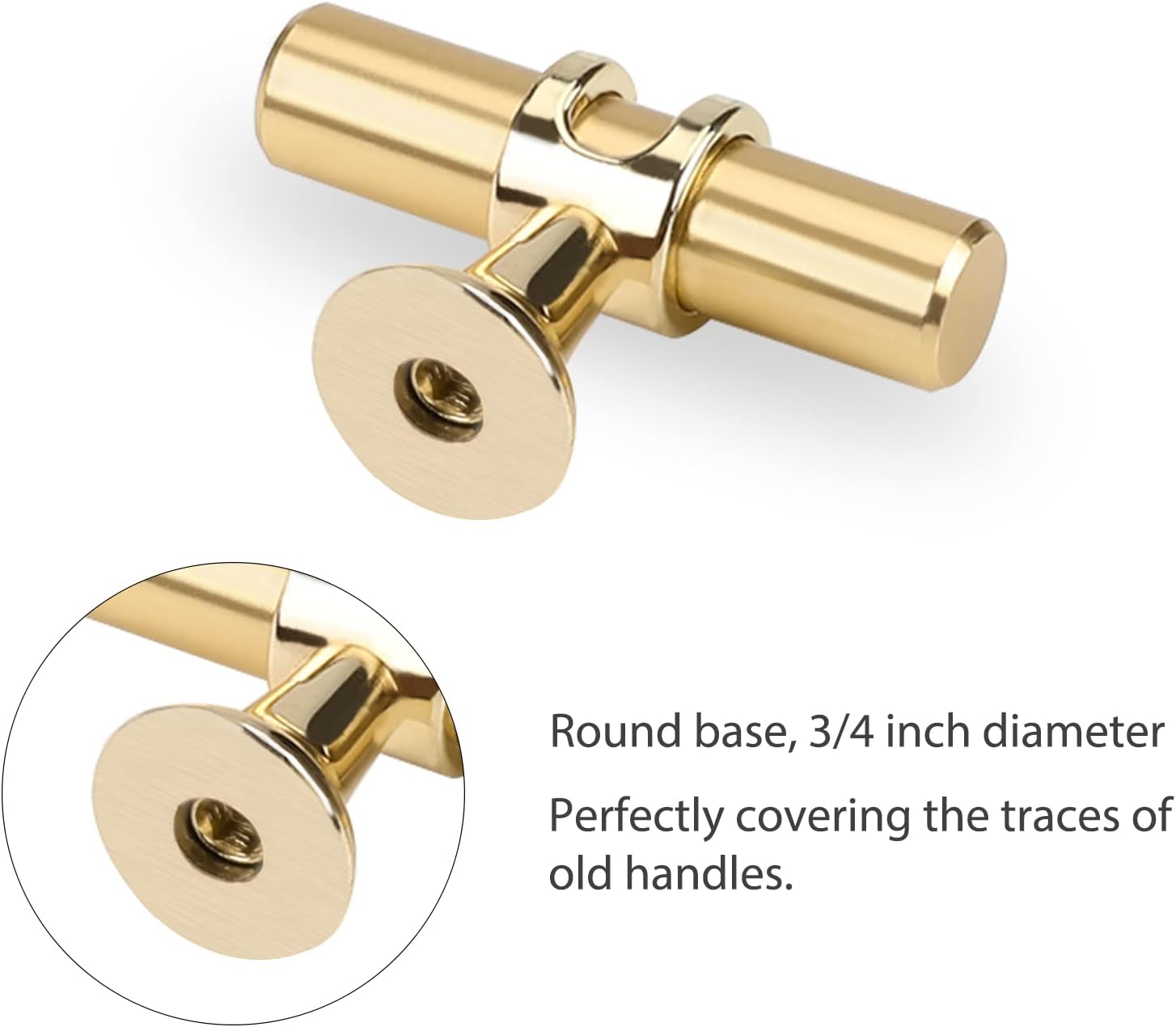 Haliwu 10 Pack Gold Cabinet Knobs, Brushed Brass Handles Kitchen Cabinet Knobs Champagne Gold Pulls Kitchen Hardware, Single Hole Pull