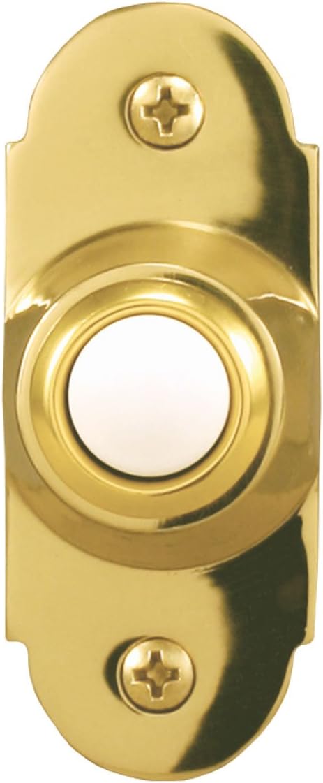 Heath Zenith 855-B有線プッシュボタン、光沢真鍮仕上げ、ライト付きセンターボタン