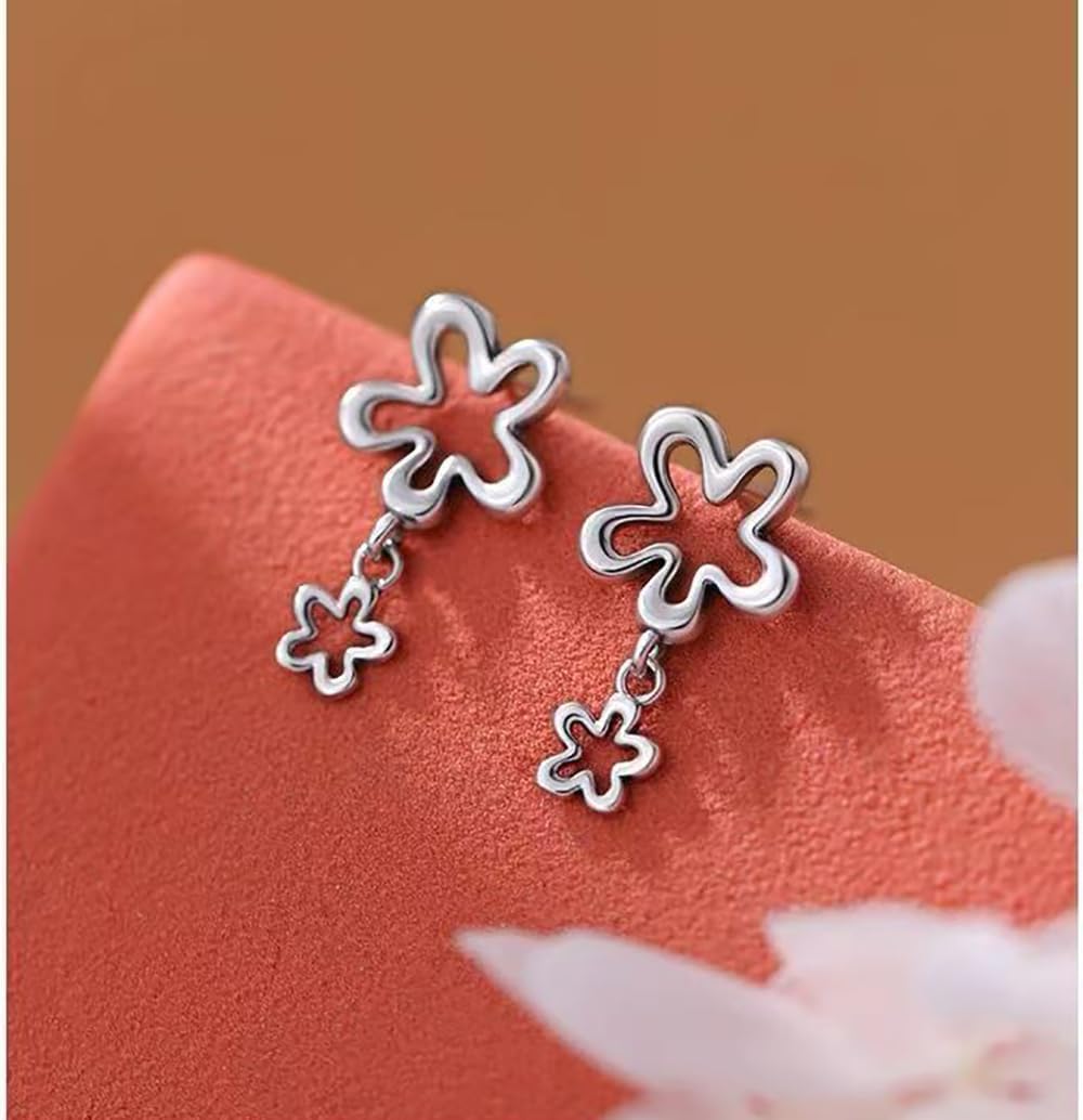 925 Sterling Silver Flower Stud Earrings Daisy for Women Teens Hollow Flower Post Stud Earrings Drops Summer Hypoallergenic - Image 4