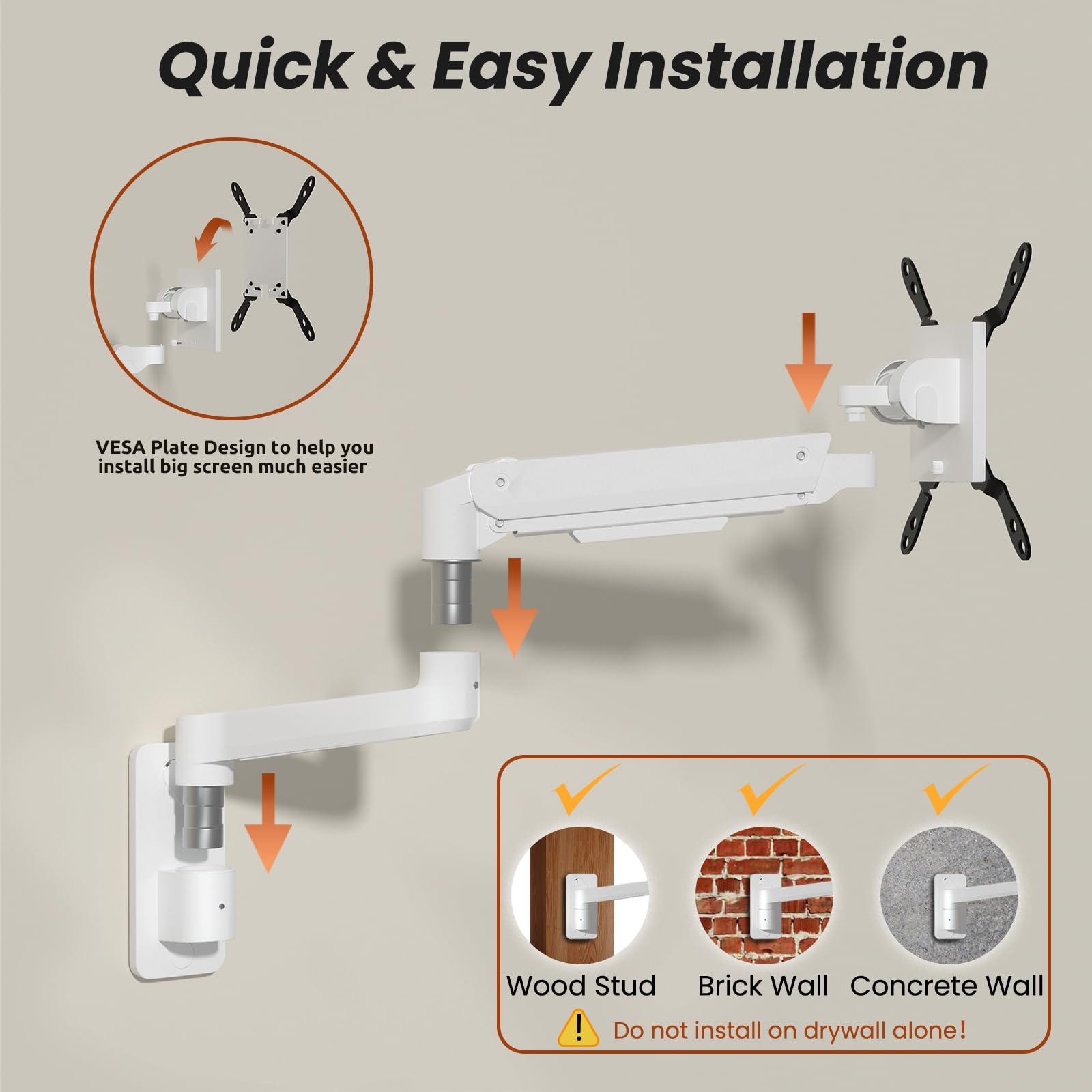 Braccio Regolabile Per Monitor 17-45 Pollici PUTORSEN - Supporto VESA 75/100, Fino A 16kg