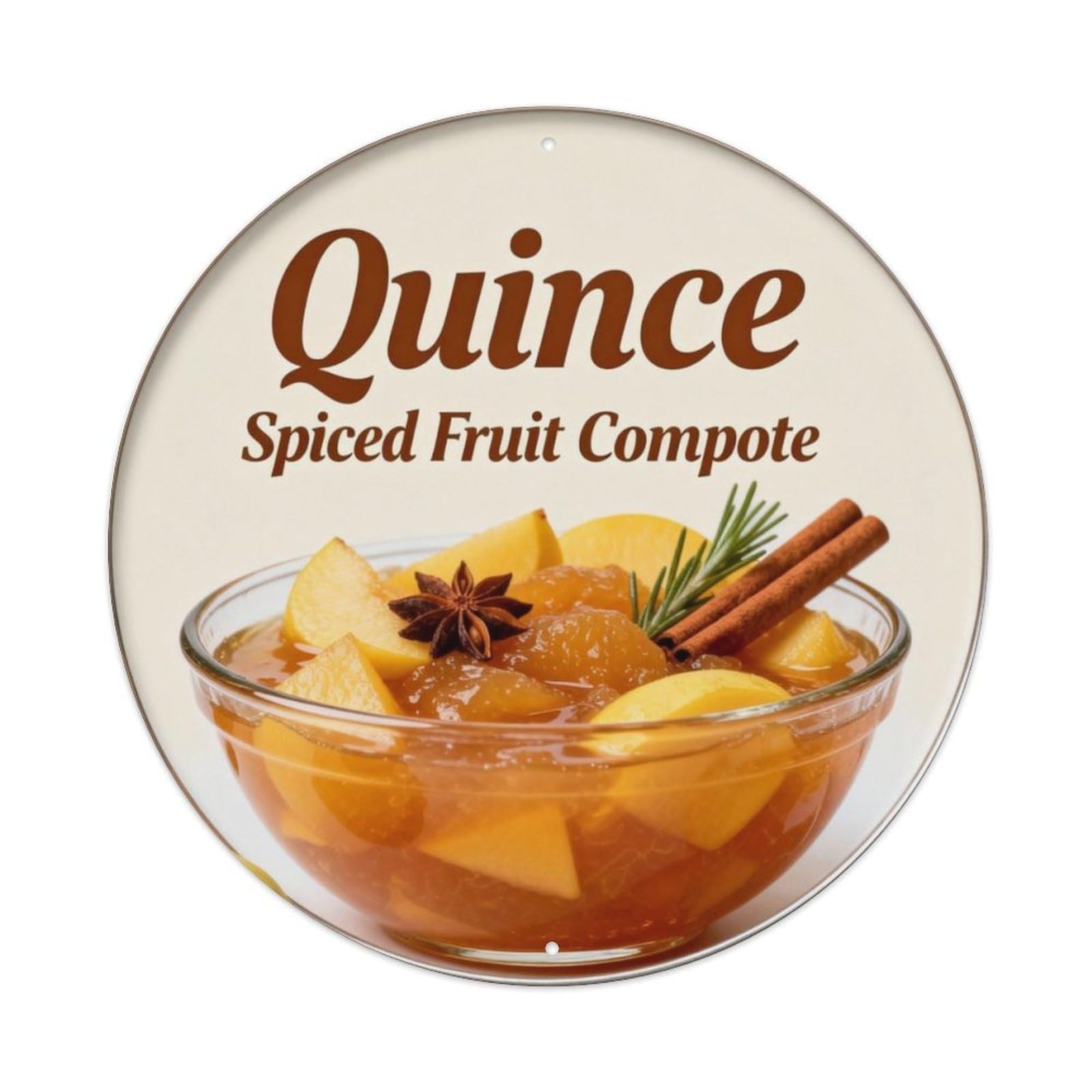 Quince Spiced Fruit Compote Metal Tin Sign Plaque