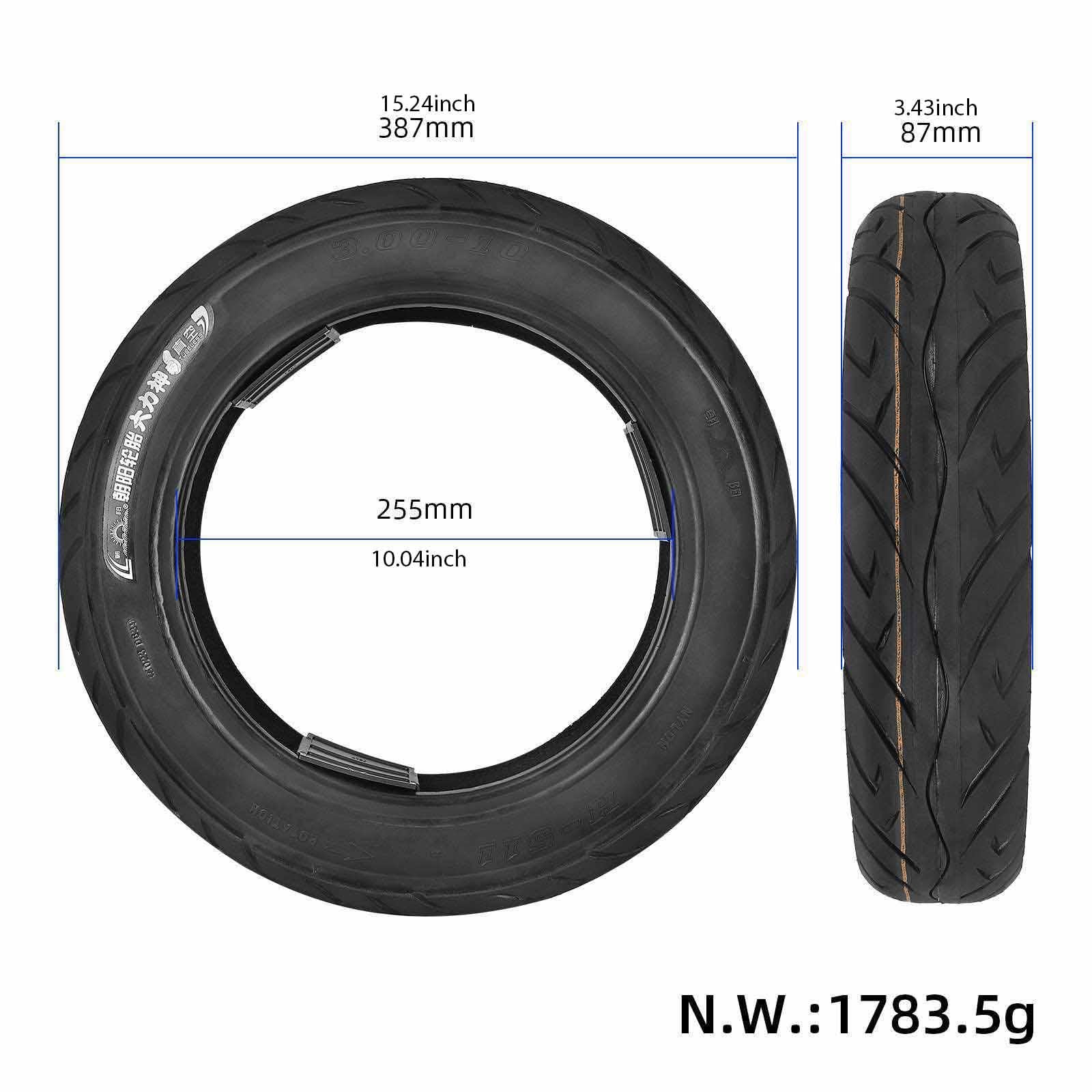 Neumático para Scooter Eléctrico Repuesto de Goma 10 Pulgadas Accesorios Antideslizantes con Absorción de Impactos Fácil Instalación Adecuado para